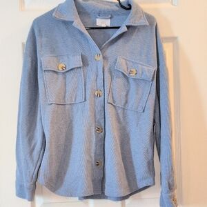 Hippie Rose Soft Blue Shirt Jacket
